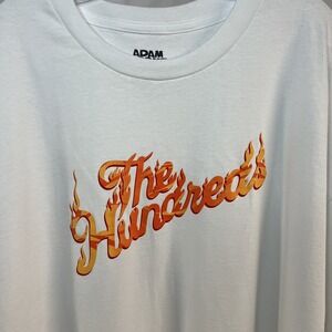 The Hundreds White Tee with Fire Orange Flames Logo Size 3XL White Adam‎ Bomb